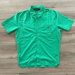 Under Armour Green Fishing Polo Short Sleeve Relaxed Fit